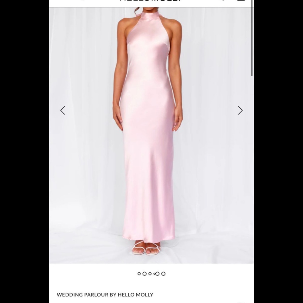Maxi halter pink satin dress